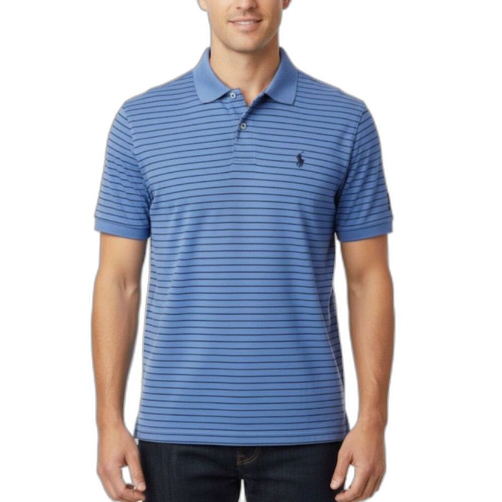 Polo Ralph Lauren Men's Blue Striped "Kapalua" Hawaii SS Polo Golf Shirt Size L